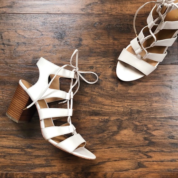 Coach • Larissa Lace-Up City Sandal gladiator cage heeled Chalk blush beige